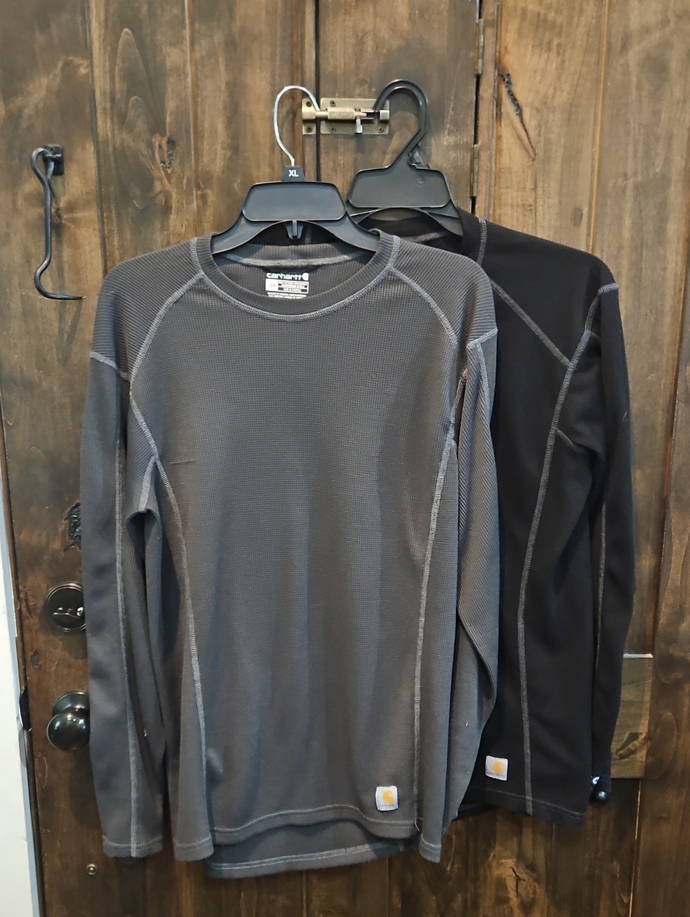 Carhartt Bundle 2 Men’s Long-Sleeve Thermal Crew Shirts— Gray & Black